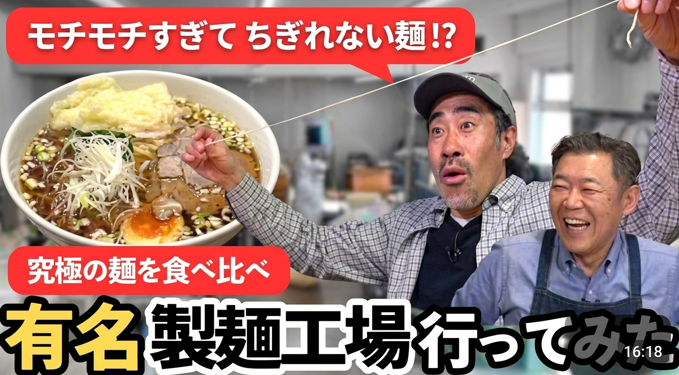 菊忠の製麺風景となすびさん
